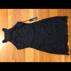 Lulu’s Navy Blue Halter Top Lace Dress